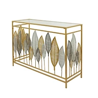Gold Metal Contemporary Console Table, 30" x 44" x 16"