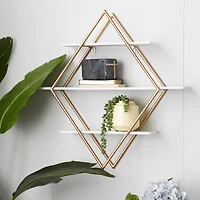 20" Gold Wood Glam Wall Shelf Set