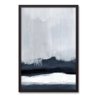 Navy and White Abstract 20" x 30" Black Framed Canvas