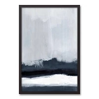 Navy and White Abstract 20" x 30" Black Framed Canvas