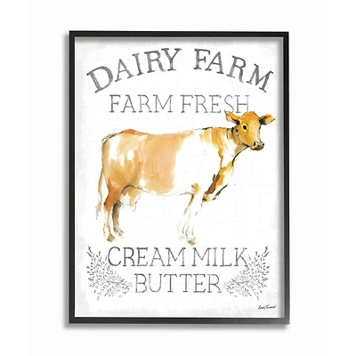 Stupell Industries Country Cow Watercolor Style with Frame Wall Accent