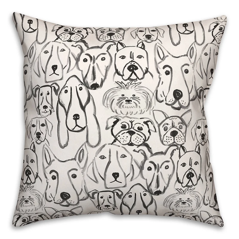 Dog Face Sketch 10 Throw Pillow