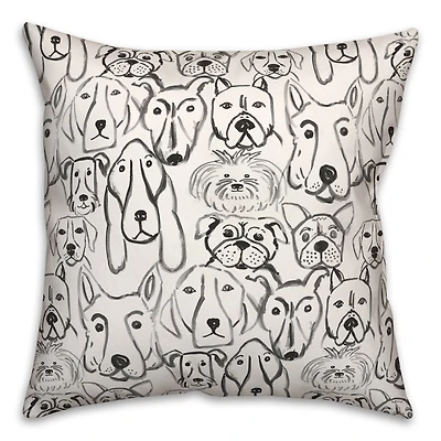 Dog Face Sketch 10 Throw Pillow