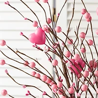 Glitzhome® 28" Valentine's Pink Berry & Heart Picks Set