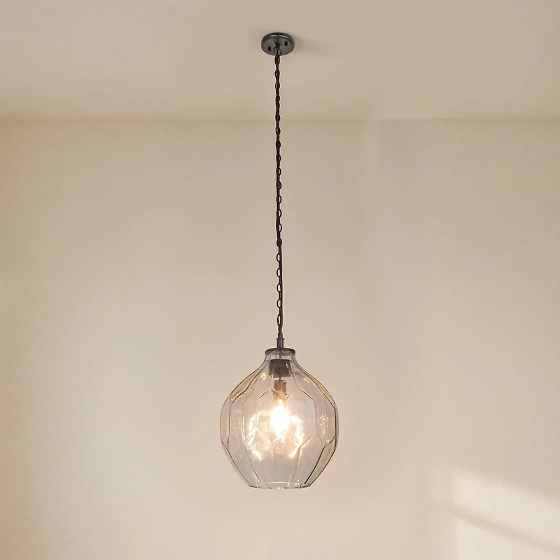 Hello Honey® Matte Black Oversized Geometric Glass Ceiling Light