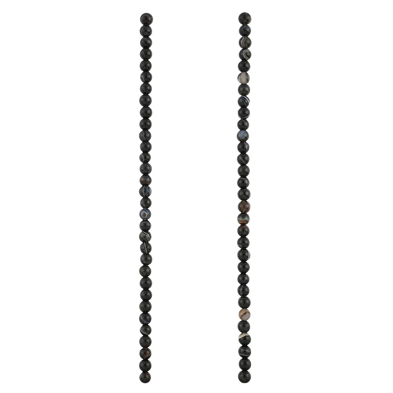 Blue & Black Tuxedo Agate Round Beads, 4mm by Bead Landing™