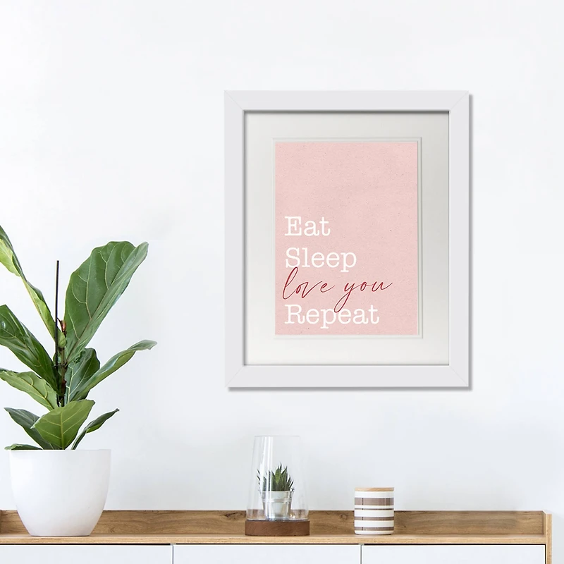 11" x 14" Eat Sleep Love White Framed Print Wall Art