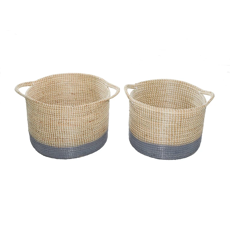 Brown Sea Grass Contemporary Storage Basket Set