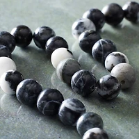 12 Pack:  Black & White Zebra Stone Round Beads, 8mm by Bead Landing™
