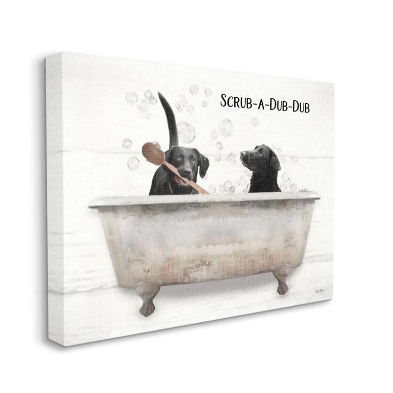 Stupell Industries Scrub a Dub Dub Quote Family Pet Dog Bath Canvas Wall Art