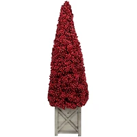 3ft. Unlit Red Berry Cone Artificial Potted Christmas Topiary