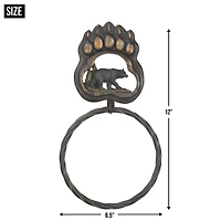 12" Black Bear Paw Towel Ring