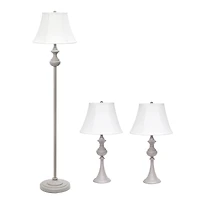 Lalia Home Gray Traditional Table and floor Lamp Set