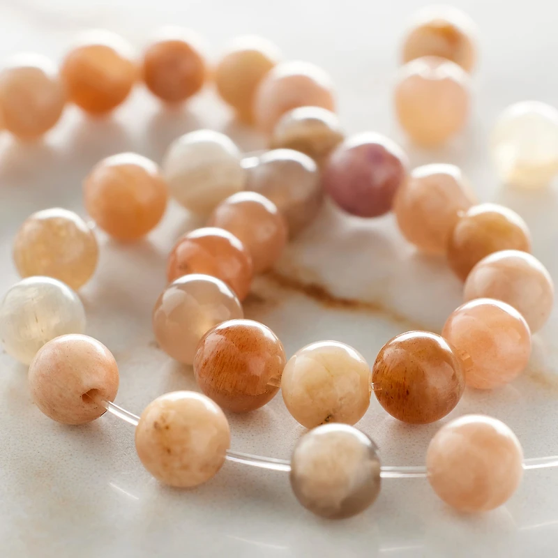 Light Pink & Orange Sunstone Round Beads, 6mm by Bead Landing™