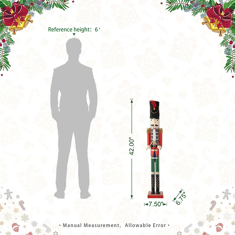 Glitzhome® 42" Wooden Christmas Soldier Nutcracker