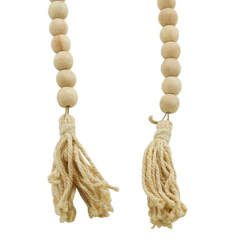 Light Brown Wood Bohemian Garland, 87" x 1" x 1"