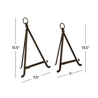 Set of 2" Bronze Metal Traditional Easels 13", 15"