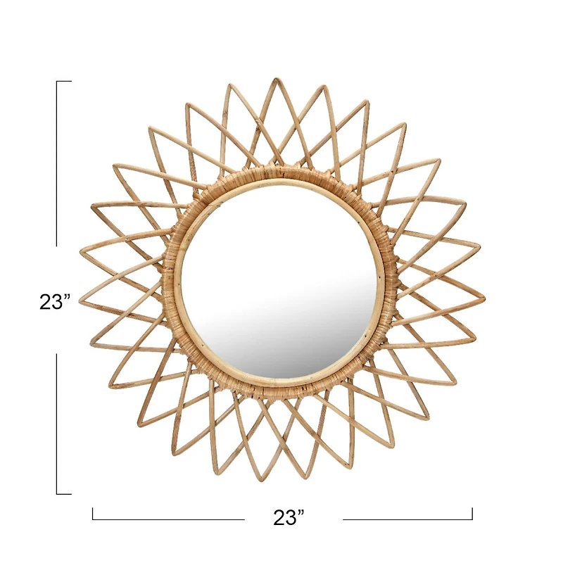 Hello Honey® Natural Round Cane Sunburst Wall Mirror