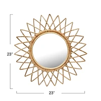 Hello Honey® Natural Round Cane Sunburst Wall Mirror