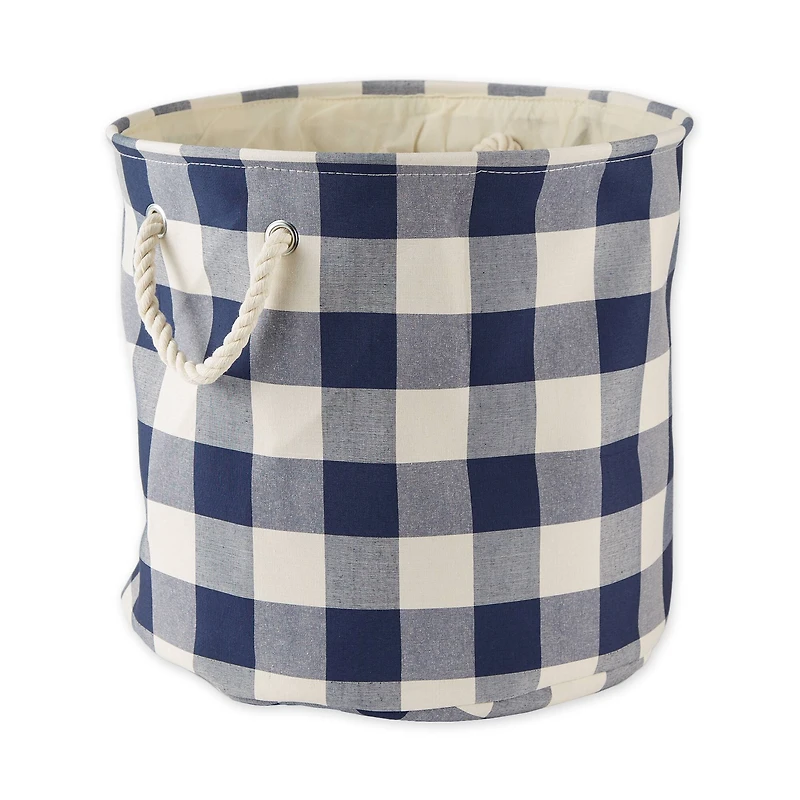 DII® Large Round Off White/Navy Buffalo Check Polyester Bin