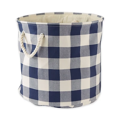 DII® Large Round Off White/Navy Buffalo Check Polyester Bin