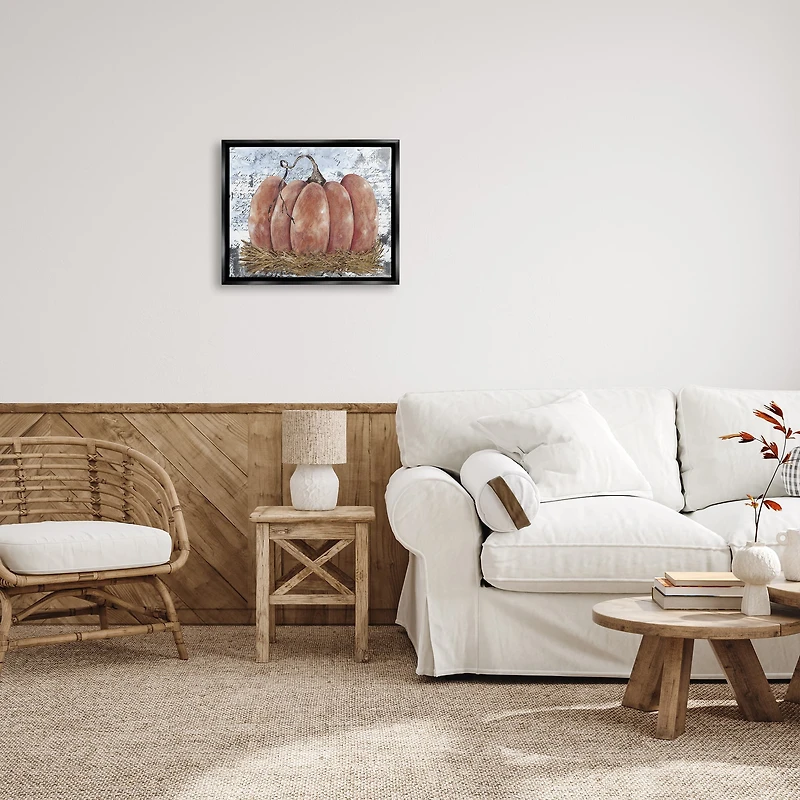 Stupell Industries Abstract Pumpkin Collage Framed Floater Canvas Wall Art