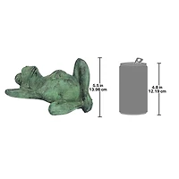 Design Toscano 12" Spitting Lazy Frog Emerald Verde Cast Bronze Garden Statue