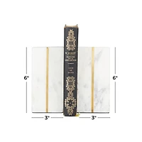 CosmoLiving by Cosmopolitan White Marble Glam Bookends, 6" x 3" x 2"