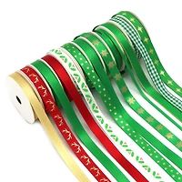 Gwen Studios 3/8" x 48yd. Green & Red Christmas Ribbon For Gifts & Crafts, 24ct.