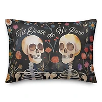 Til Death Do Us Part Floral Skeletons 14" x 20" Spun Poly Pillow