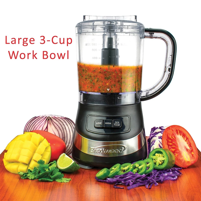 Brentwood Black 3 Cup Food Processor