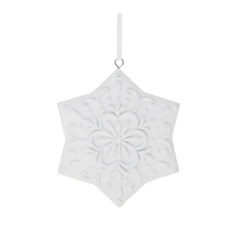 Ornate White Snowflake Ornaments Set