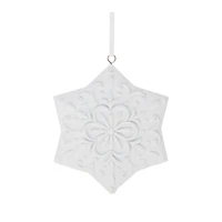 Ornate White Snowflake Ornaments Set