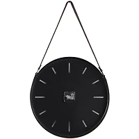 27" Black Stainless Steel Wall Clock with Leather Hanging Straps