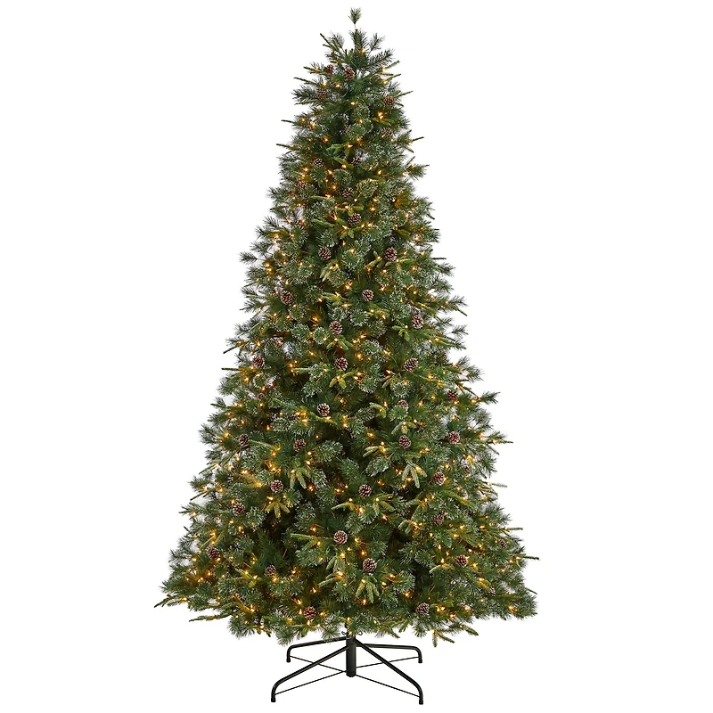 9ft. Pre-Lit Snow Tipped Clermont Mixed Pine Artificial Christmas Tree, Clear Lights