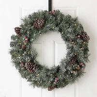 Glitzhome® 24" LED Glittered Pinecone Christmas Wreath