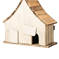 Glitzhome® 10.5" White Distressed Wood Birdhouse with Flowers