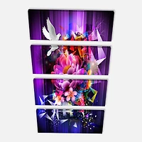 Designart - Abstract Floral Design with Dove