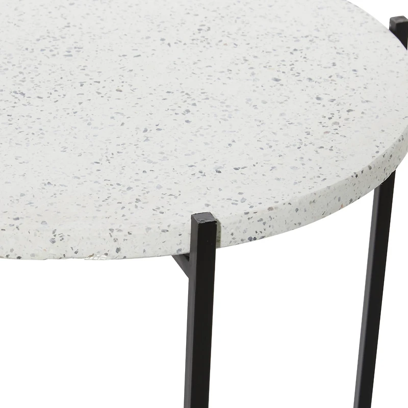 24" Black Contemporary Terrazzo Accent Table
