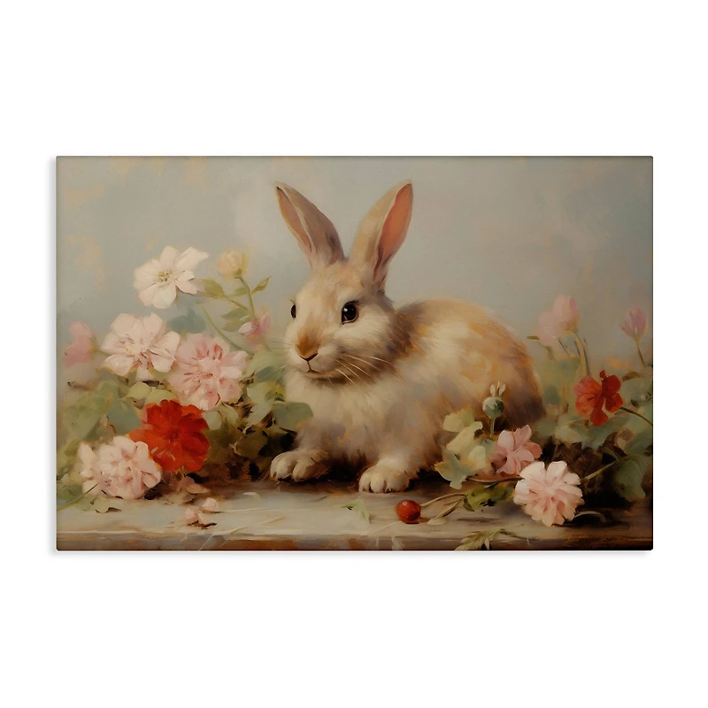 Stupell Industries Easter Bunny with Flower Bundles Canvas Wall Art