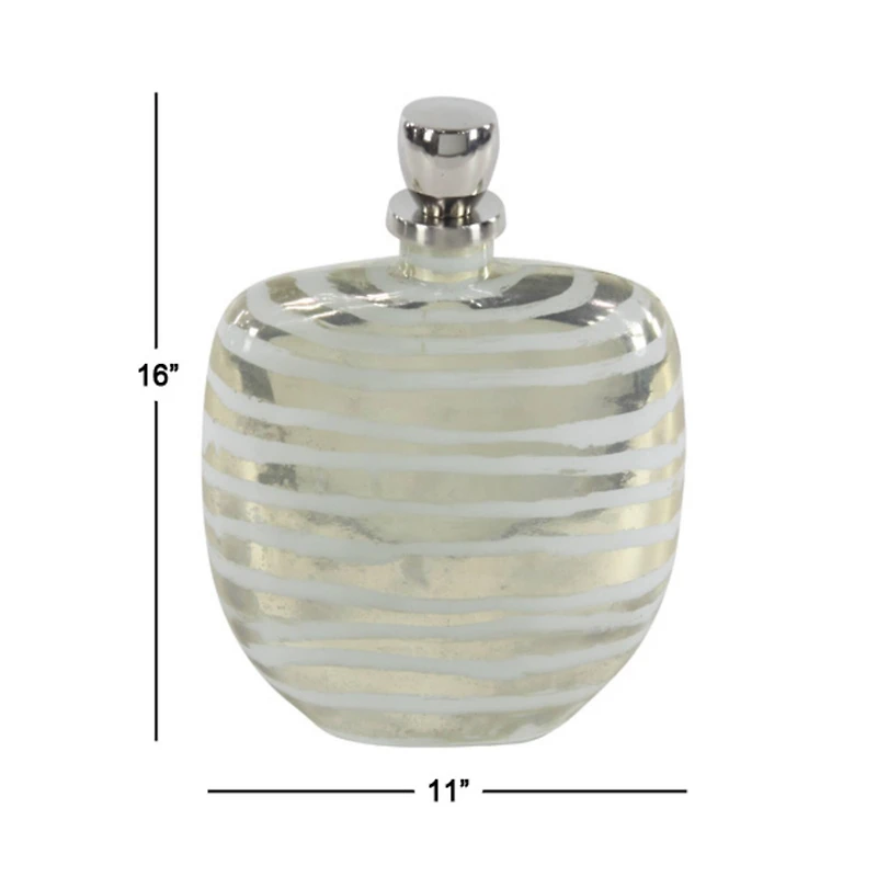 16" Gold & Silver Glass Decorative Bottle