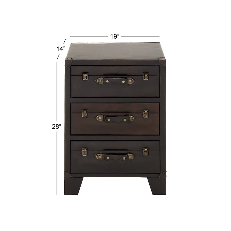 Dark Brown Wood 3-Drawer Traditional Cabinet