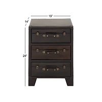 Dark Brown Wood 3-Drawer Traditional Cabinet