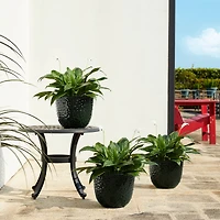 Glitzhome® 11.75" Honeycomb Textured Green Faux Ceramic Plastic Planters, 3ct.