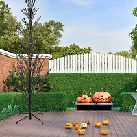 9ft. Pre-Lit Black Cascade Outdoor Halloween Twig Tree, Orange Lights