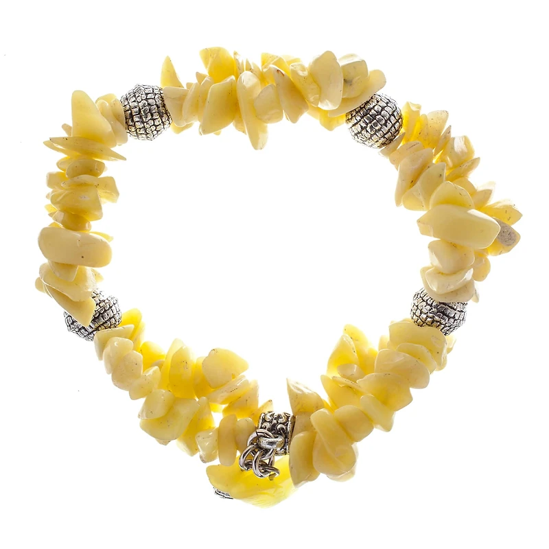 John Bead New Jade Green Natural Stone 2-Strand Bracelet with Butterfly Charm