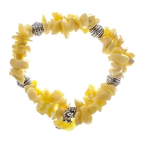 John Bead New Jade Green Natural Stone 2-Strand Bracelet with Butterfly Charm