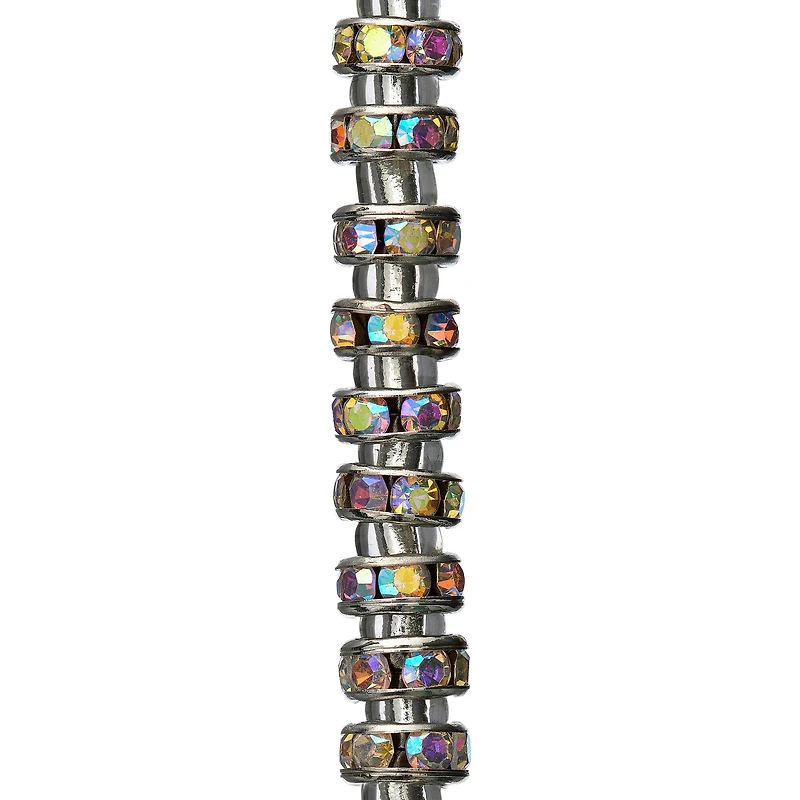 12 Pack: Metal Rhinestone Rondelle Beads, 4mm by Bead Landing™