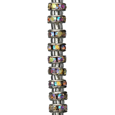 12 Pack:  Metal Rhinestone Rondelle Beads, 4mm by Bead Landing™