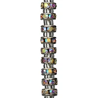 12 Pack:  Metal Rhinestone Rondelle Beads, 4mm by Bead Landing™
